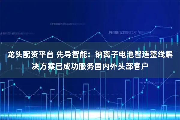 龙头配资平台 先导智能：钠离子电池智造整线解决方案已成功服务国内外头部客户