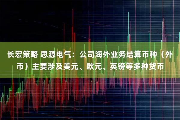 长宏策略 思源电气：公司海外业务结算币种（外币）主要涉及美元、欧元、英镑等多种货币